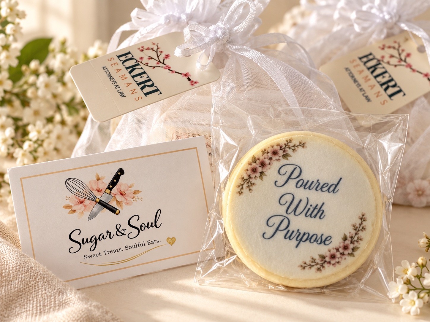 Custom branded cookie favors by Sugar & Soul