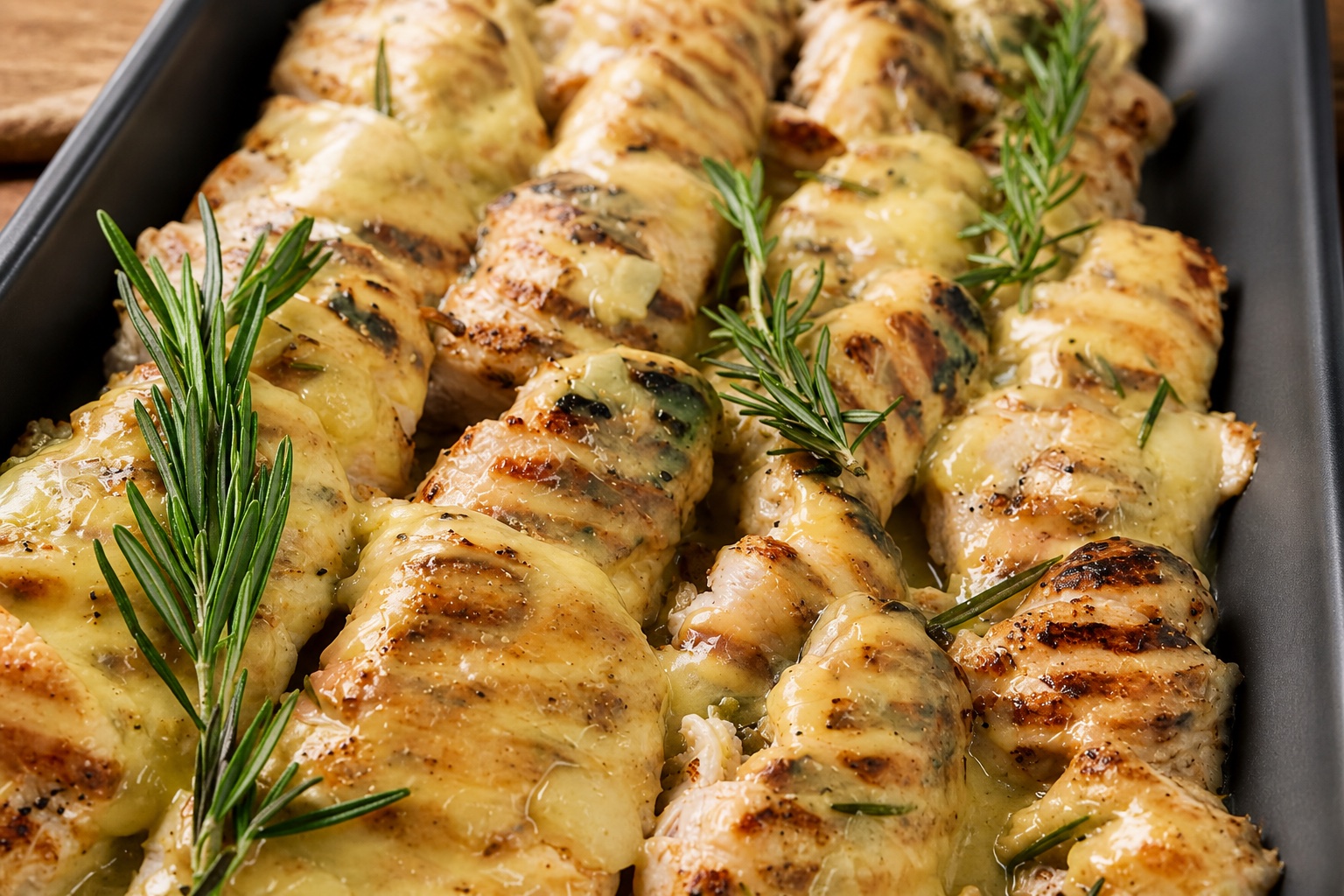 Creamy herb chicken prepared by Sugar & Soul for catering